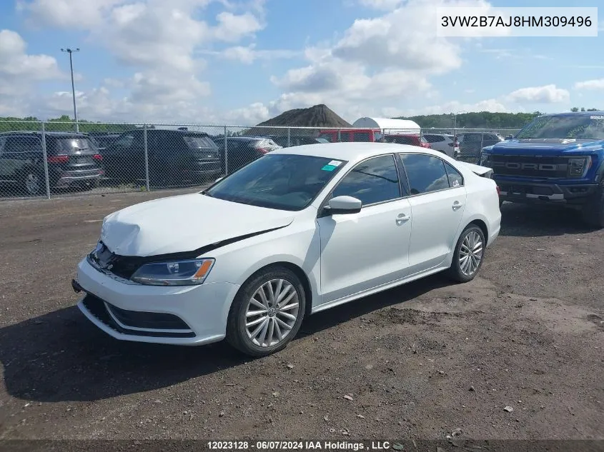 2017 Volkswagen Jetta VIN: 3VW2B7AJ8HM309496 Lot: 12023128