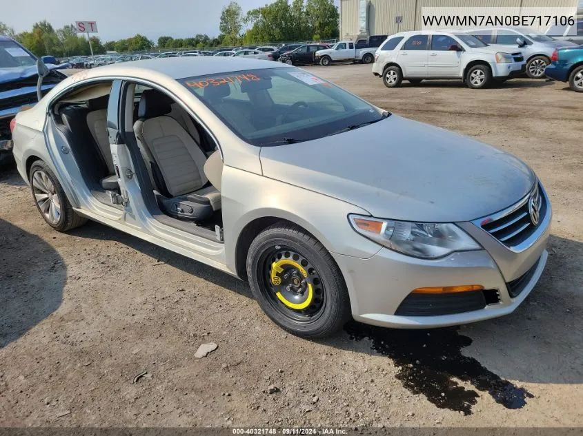 2011 Volkswagen Cc Sport VIN: WVWMN7AN0BE717106 Lot: 40321748