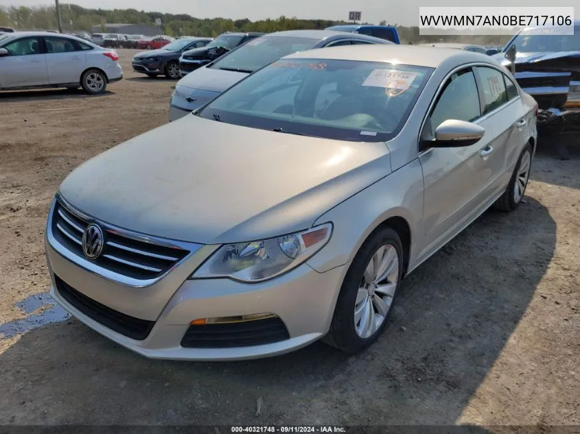 2011 Volkswagen Cc Sport VIN: WVWMN7AN0BE717106 Lot: 40321748