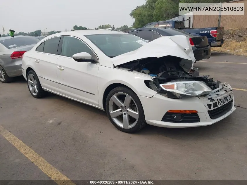 2012 Volkswagen Cc Lux VIN: WVWHN7AN2CE510803 Lot: 40326269