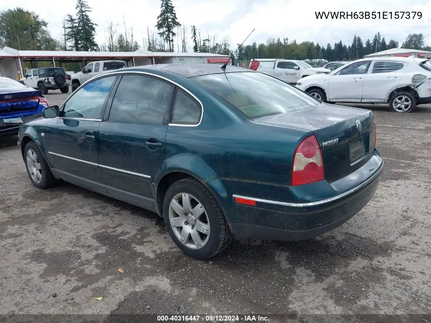 2001 Volkswagen Passat Glx VIN: WVWRH63B51E157379 Lot: 40316447