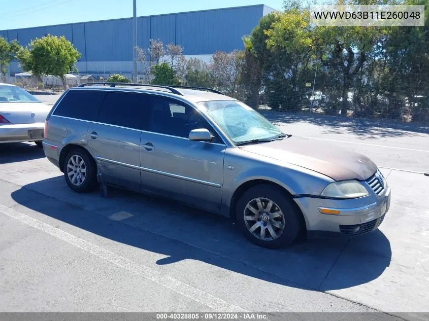 2001 Volkswagen Passat Gls VIN: WVWVD63B11E260048 Lot: 40328805