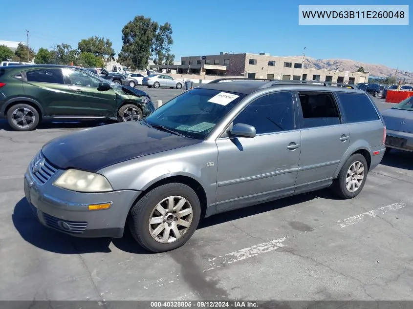 2001 Volkswagen Passat Gls VIN: WVWVD63B11E260048 Lot: 40328805