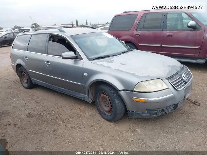 2002 Volkswagen Passat Gls VIN: WVWVD63B52E394627 Lot: 40372281