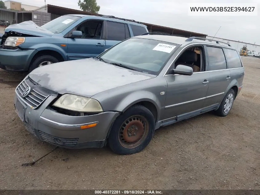 2002 Volkswagen Passat Gls VIN: WVWVD63B52E394627 Lot: 40372281