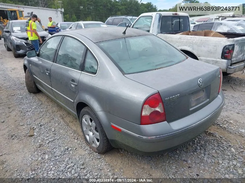 2003 Volkswagen Passat Glx VIN: WVWRH63B93P243771 Lot: 40338974