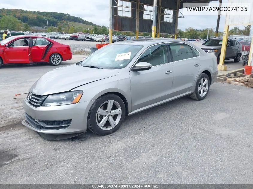 2012 Volkswagen Passat 2.5L Se VIN: 1VWBP7A39CC074135 Lot: 40354374