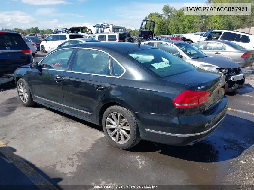 2012 Volkswagen Passat 2.5L Sel VIN: 1VWCP7A36CC057961 Lot: 40360887