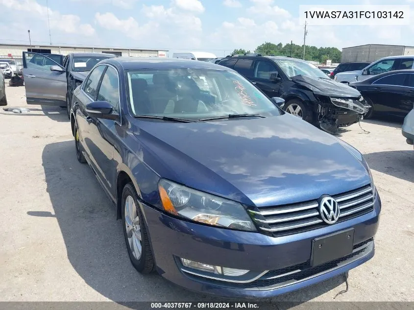 2015 Volkswagen Passat S VIN: 1VWAS7A31FC103142 Lot: 40375767