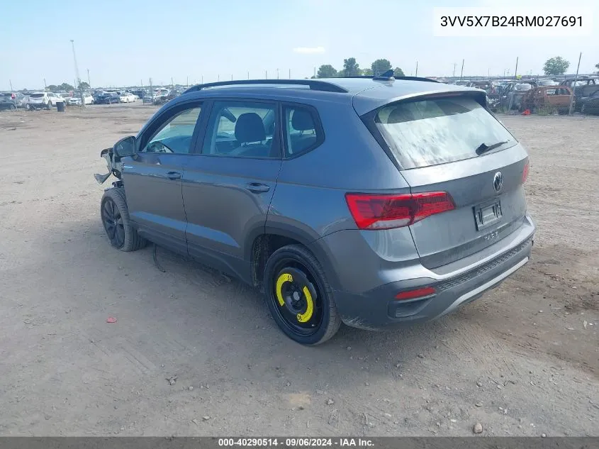 2024 Volkswagen Taos 1.5T S VIN: 3VV5X7B24RM027691 Lot: 40290514