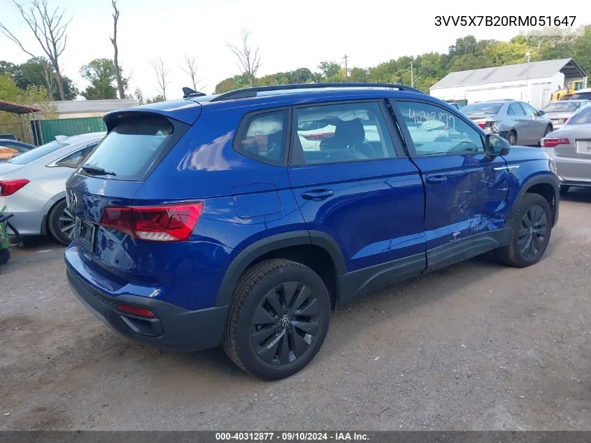 2024 Volkswagen Taos 1.5T S VIN: 3VV5X7B20RM051647 Lot: 40312877