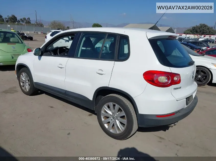 2010 Volkswagen Tiguan S VIN: WVGAV7AX2AW002028 Lot: 40380572