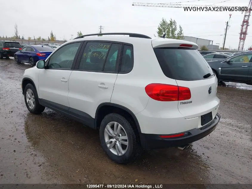 2014 Volkswagen Tiguan VIN: WVGHV3AX2EW605803 Lot: 12095477