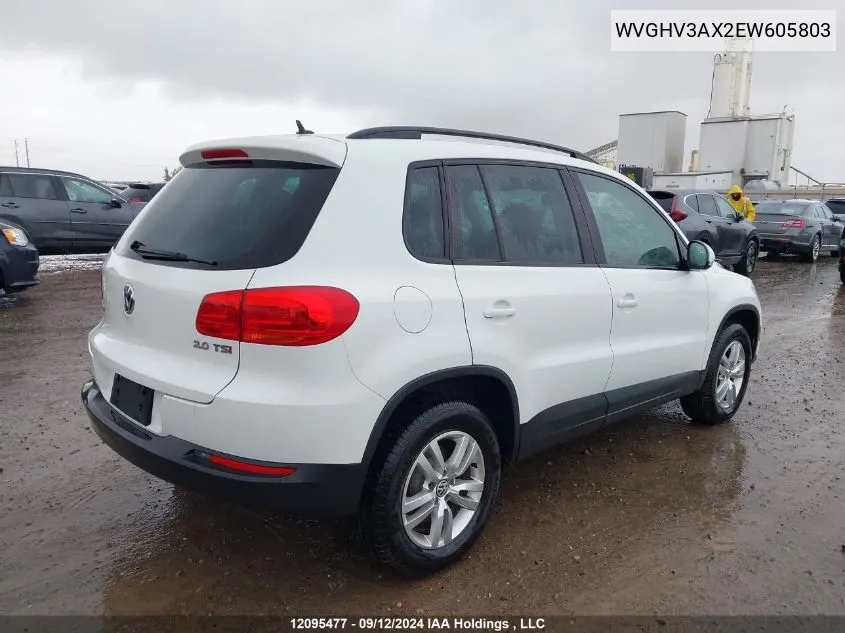 2014 Volkswagen Tiguan VIN: WVGHV3AX2EW605803 Lot: 12095477