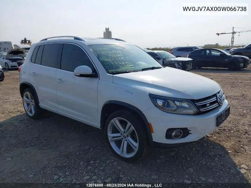 2016 Volkswagen Tiguan Comfort/High/R-Line/Sp Ed VIN: WVGJV7AX0GW066738 Lot: 12076588