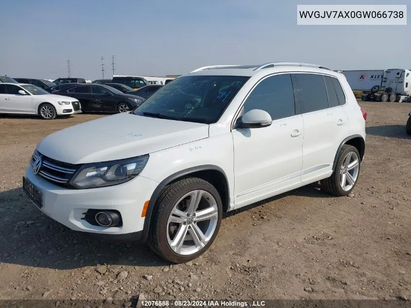 2016 Volkswagen Tiguan Comfort/High/R-Line/Sp Ed VIN: WVGJV7AX0GW066738 Lot: 12076588