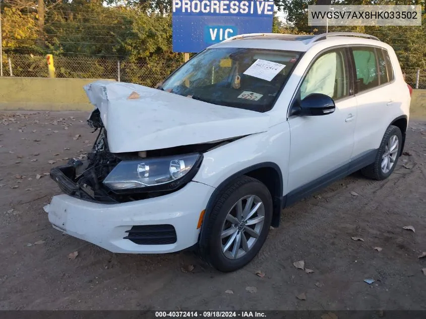 2017 Volkswagen Tiguan Wolfsburg VIN: WVGSV7AX8HK033502 Lot: 40372414