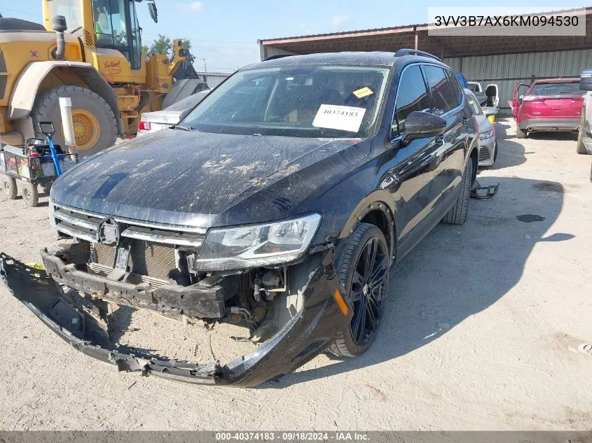 2019 Volkswagen Tiguan Se/Sel/Sel R-Line Jet-Bla VIN: 3VV3B7AX6KM094530 Lot: 40374183