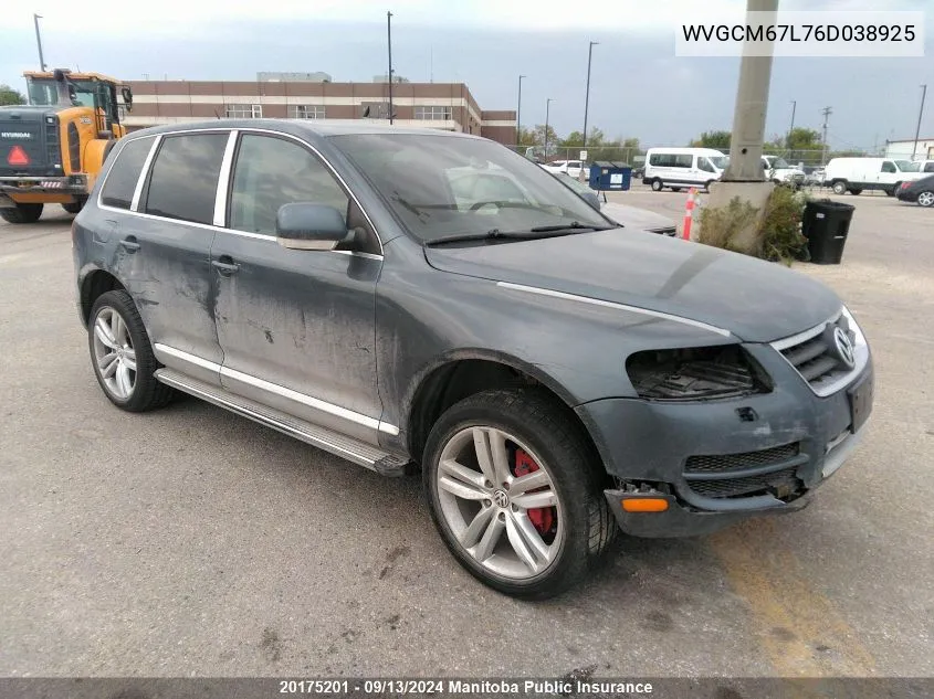 2006 Volkswagen Touareg V8 VIN: WVGCM67L76D038925 Lot: 20175201