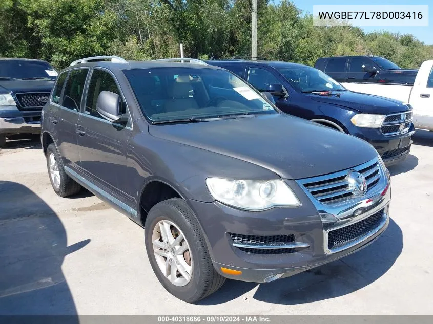 2008 Volkswagen Touareg 2 Vr6 Fsi VIN: WVGBE77L78D003416 Lot: 40318686