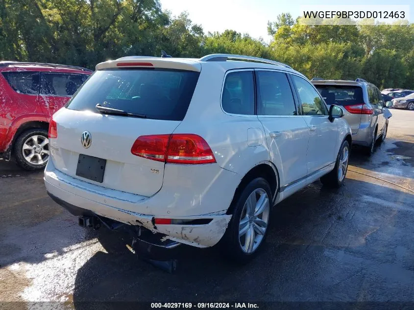 2013 Volkswagen Touareg Vr6 Executive VIN: WVGEF9BP3DD012463 Lot: 40297169