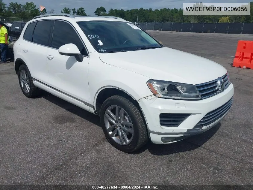 2015 Volkswagen Touareg V6 Lux VIN: WVGEF9BP0FD006056 Lot: 40277634